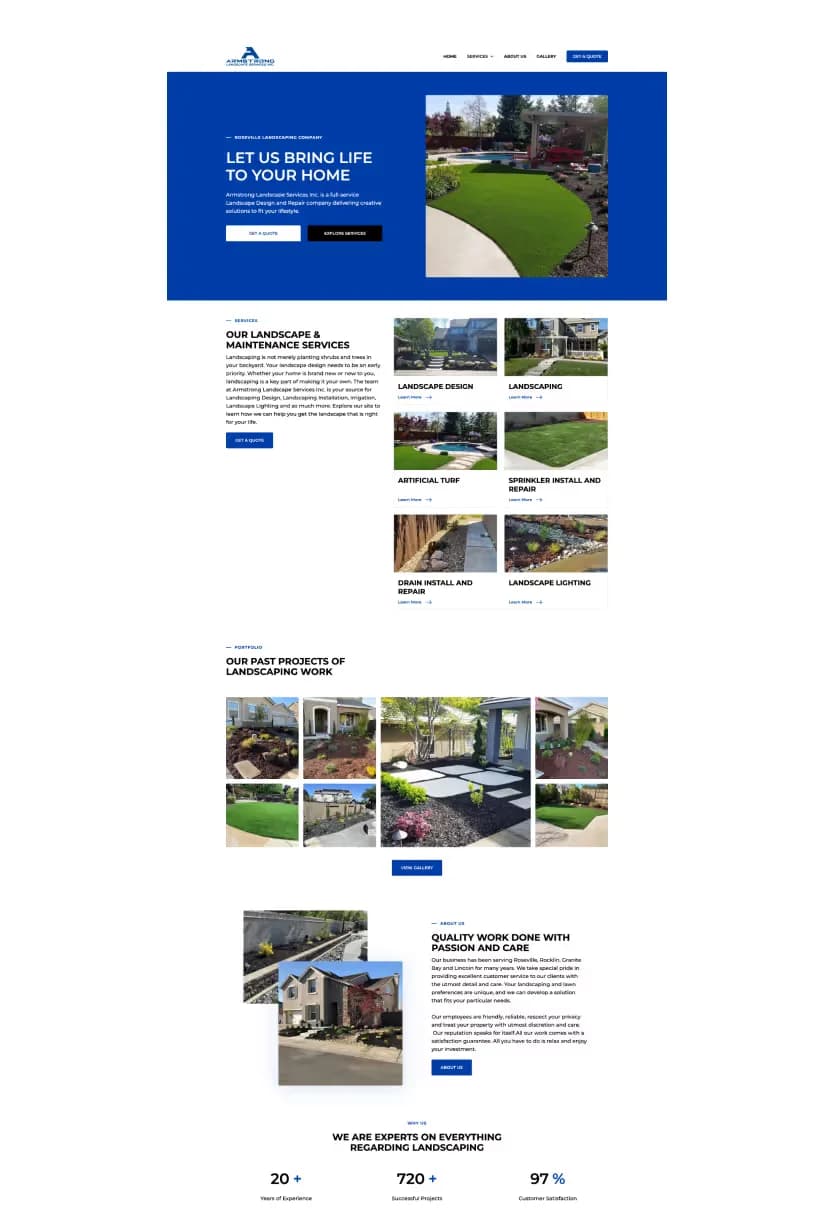 Armstrong Landscape Services website designed by TRSTY Media