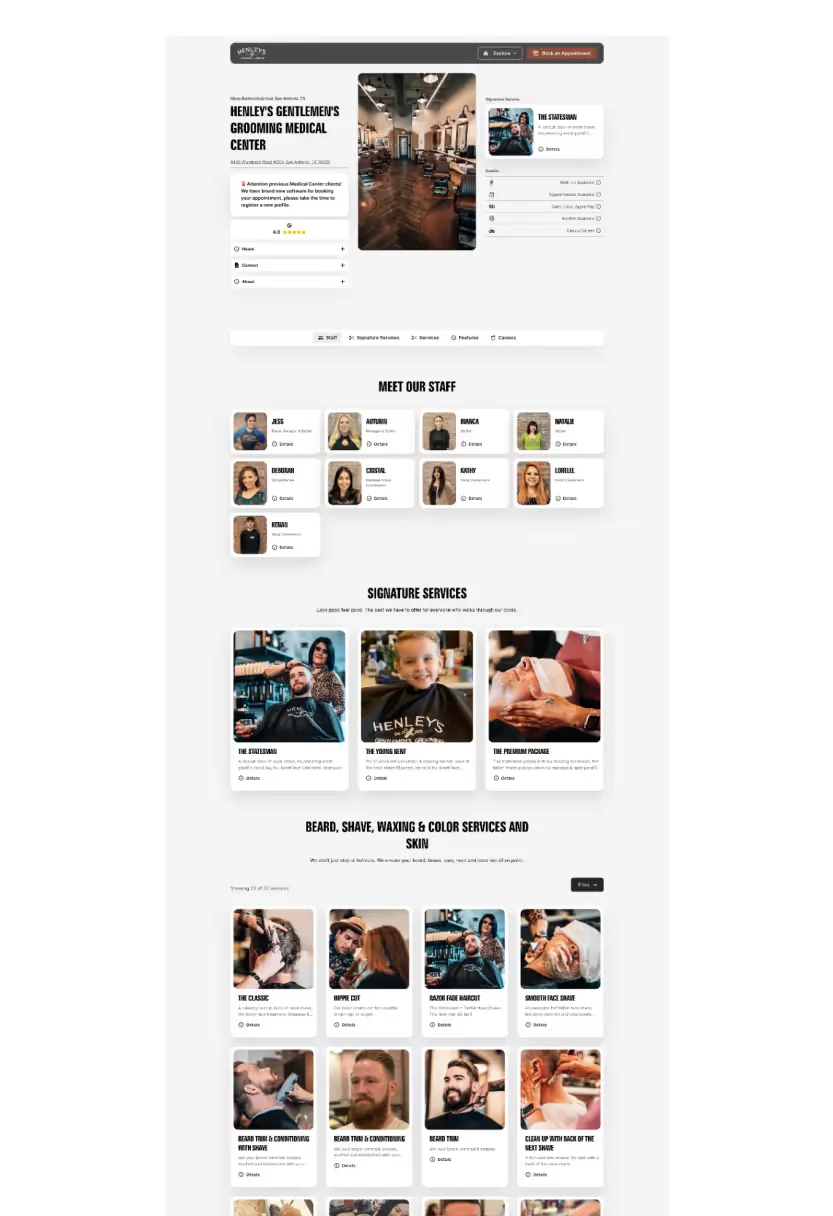 Henley’s Gentlemen’s Grooming website designed by TRSTY Media