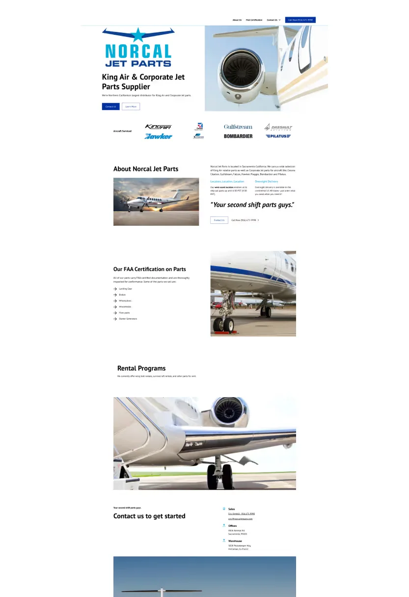 NorCal Jet Parts website designed by TRSTY Media