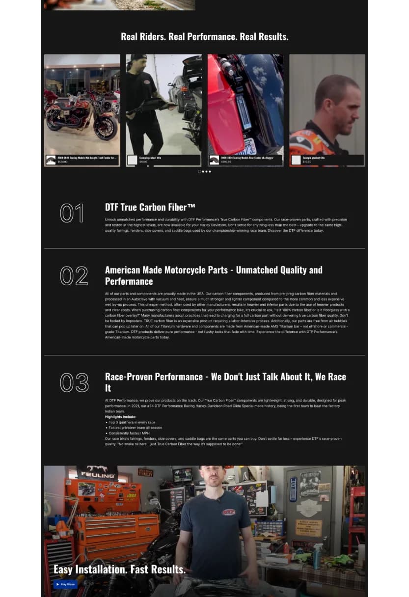 DTF Performance product collection page