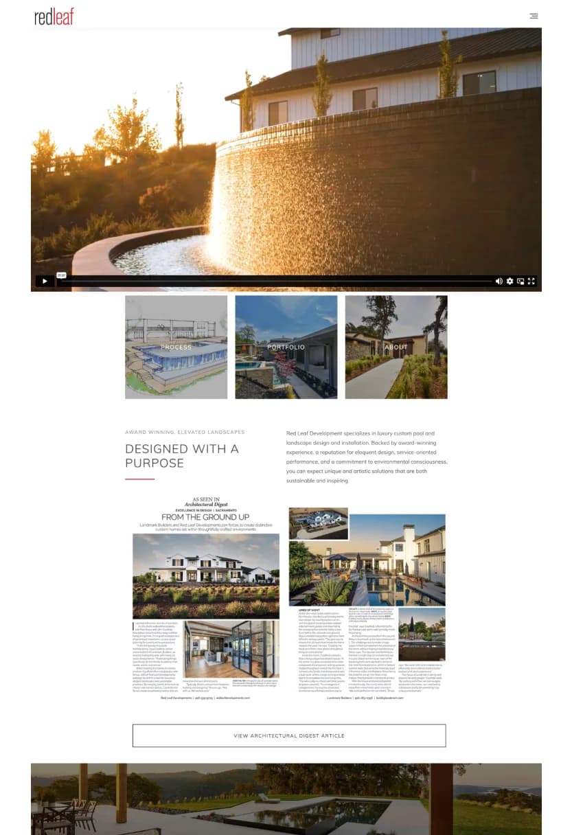 Red Leaf Developments website after the TRSTY Media redesign