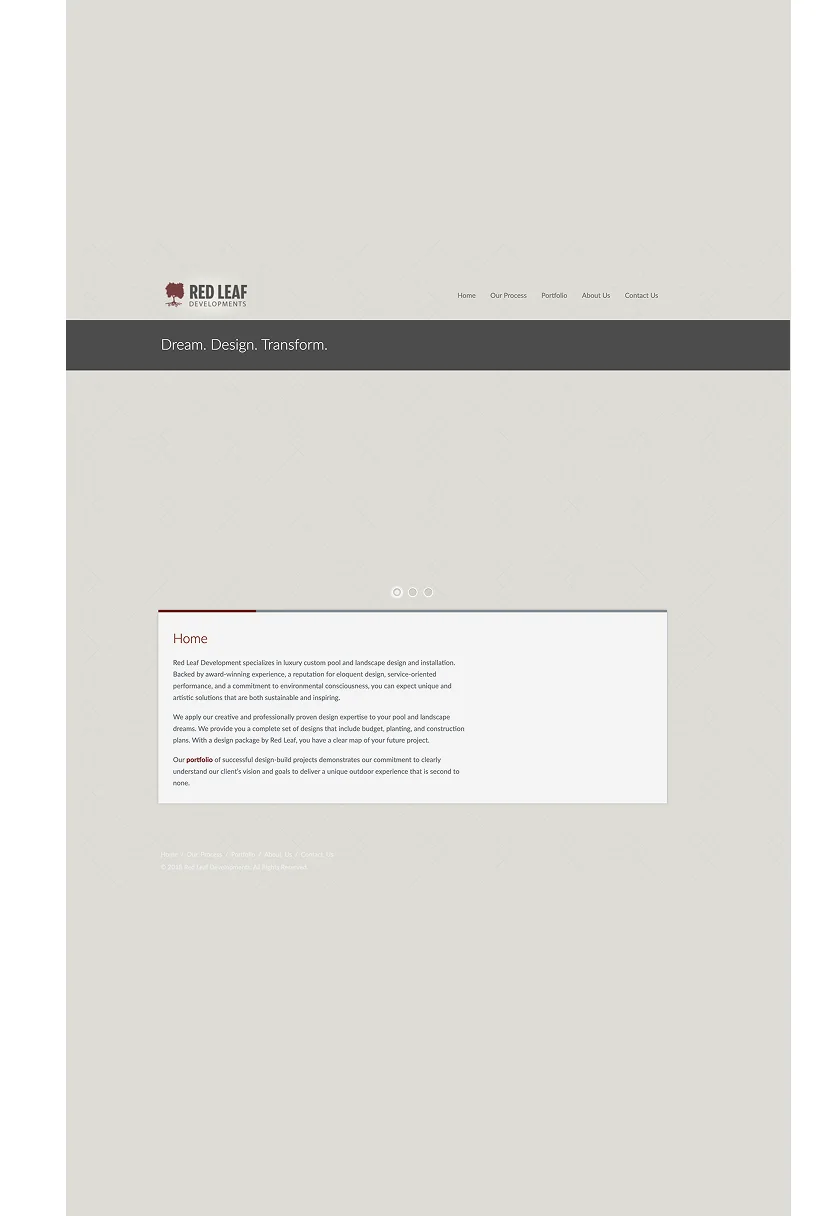 Red Leaf Developments website before the redesign