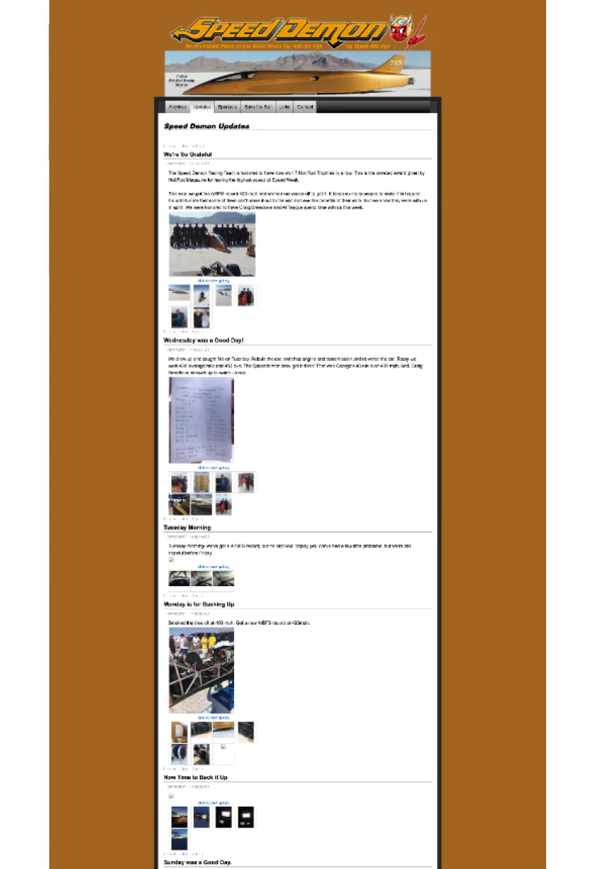 Speed Demon 715 website before the redesign